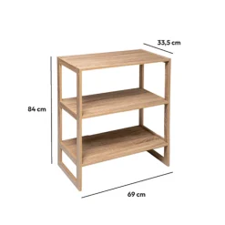 Étagère 4 cases empilables, Effet chêne naturel