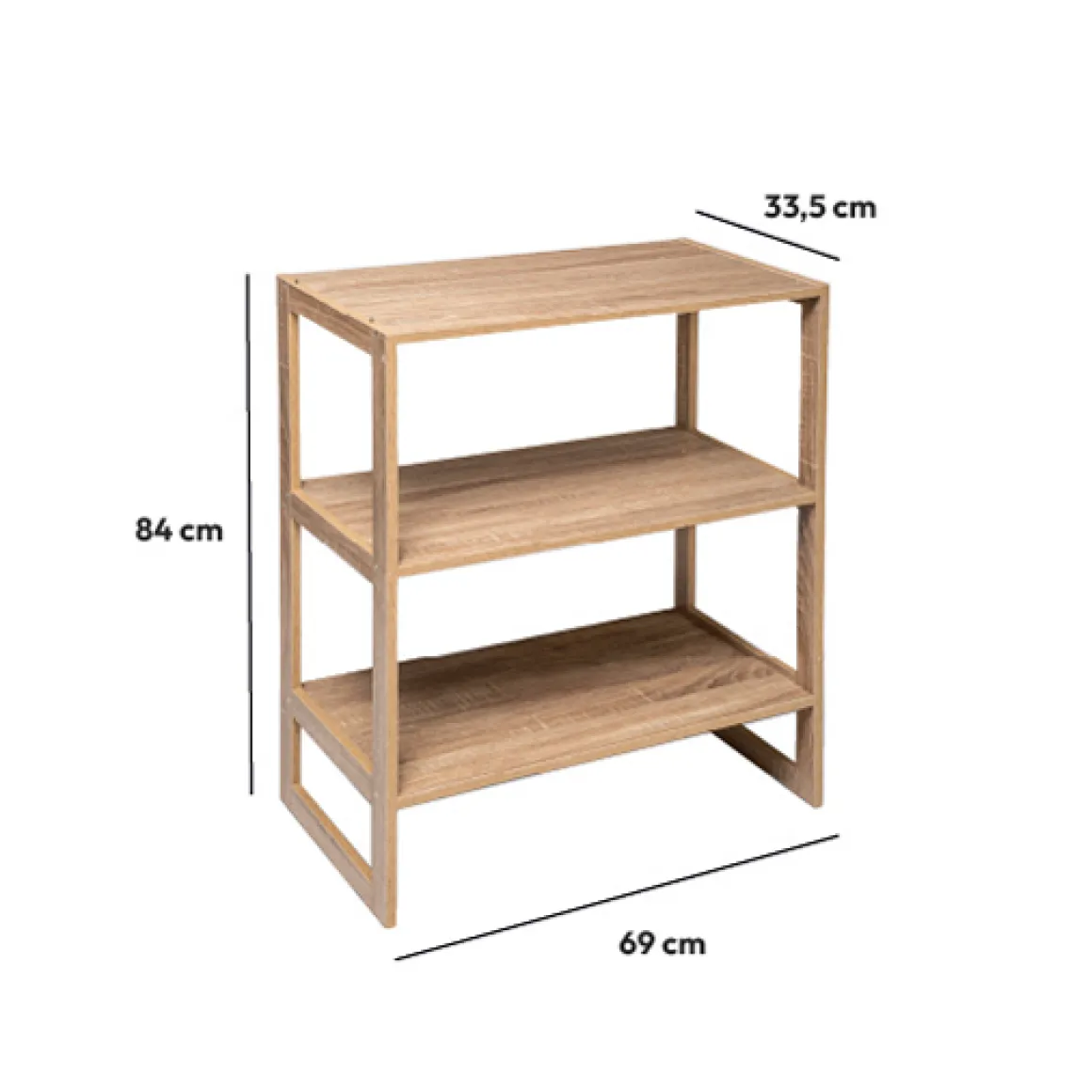 Étagère 4 cases empilables, Effet chêne naturel