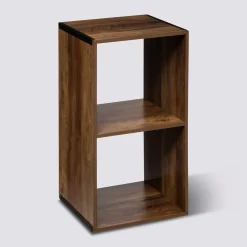 Étagère 2 cases indus, Effet bois foncé