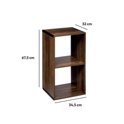 Étagère 2 cases indus, Effet bois foncé