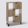 Étagère 6 cases porte, Effet bois naturel