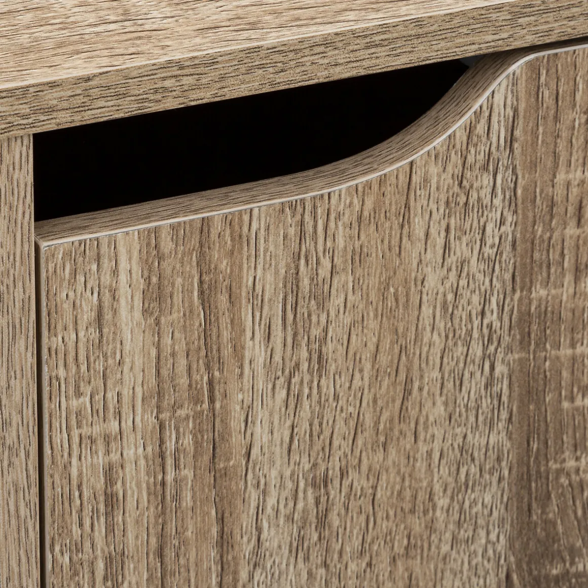 Étagère 6 cases porte, Effet bois naturel