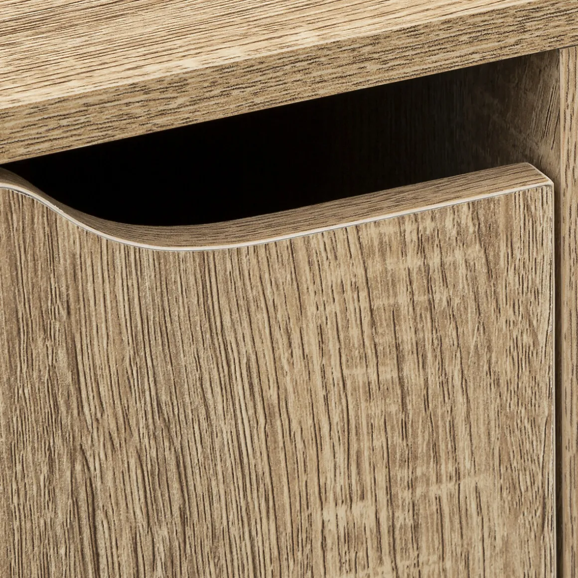 Étagère 4 cases porte, Effet bois naturel