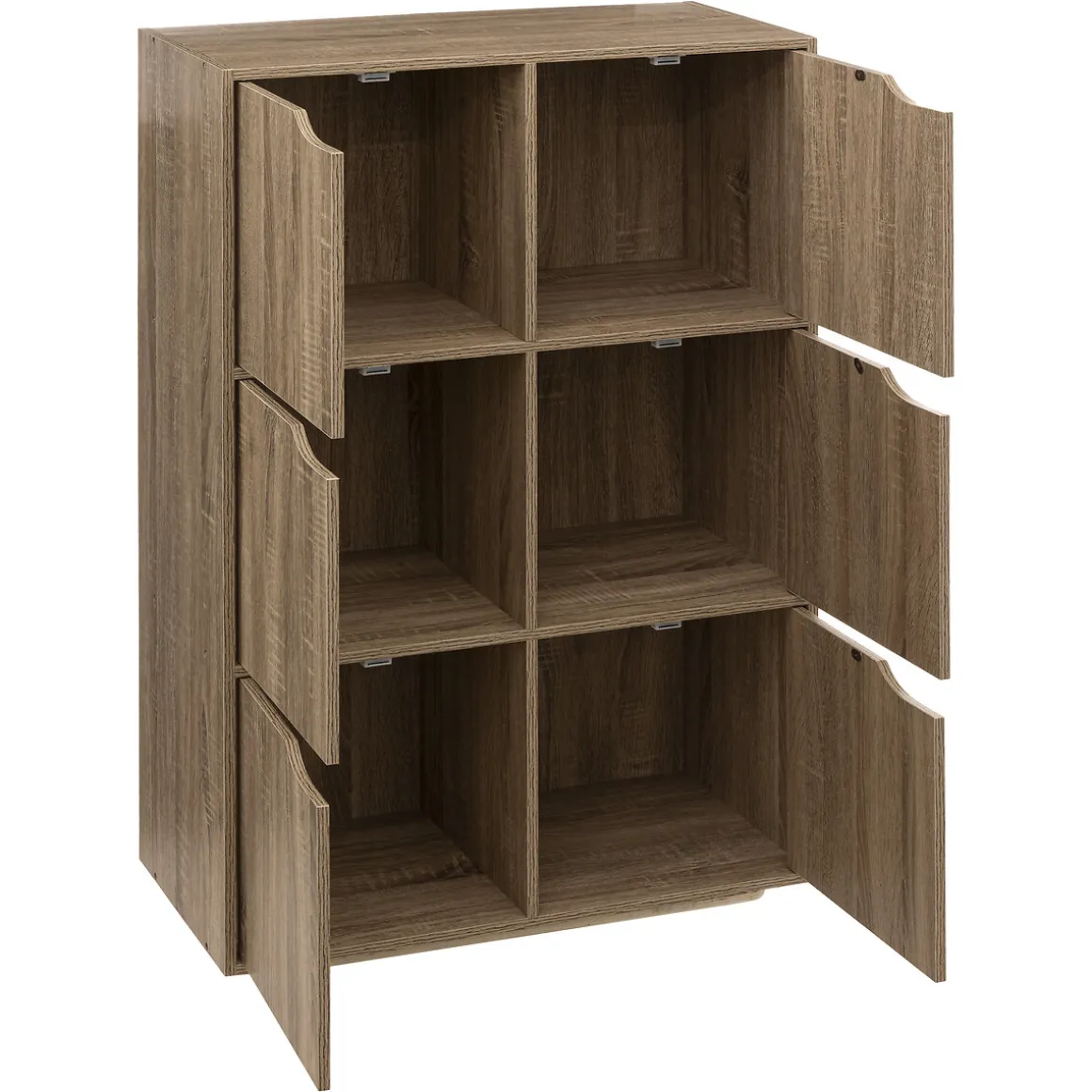 Étagère 6 cases porte, Effet bois naturel