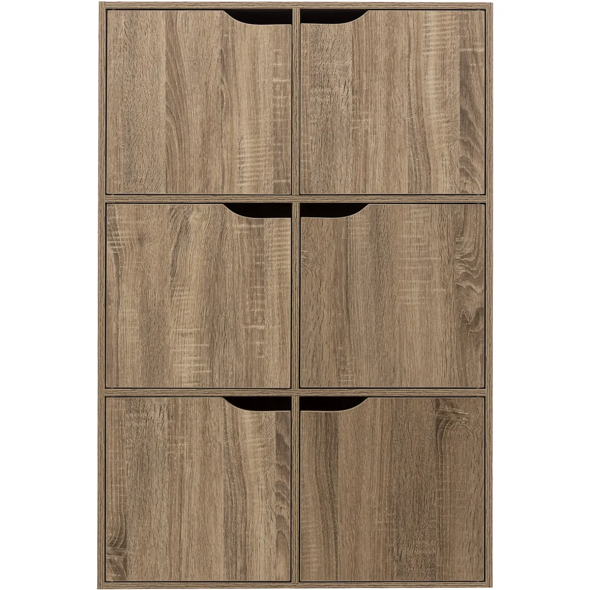 Étagère 6 cases porte, Effet bois naturel