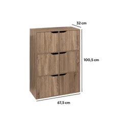 Étagère 6 cases porte, Effet bois naturel