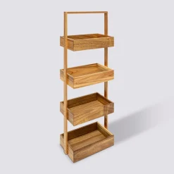 Étagère 4 niveaux 88x26cm, Acacia