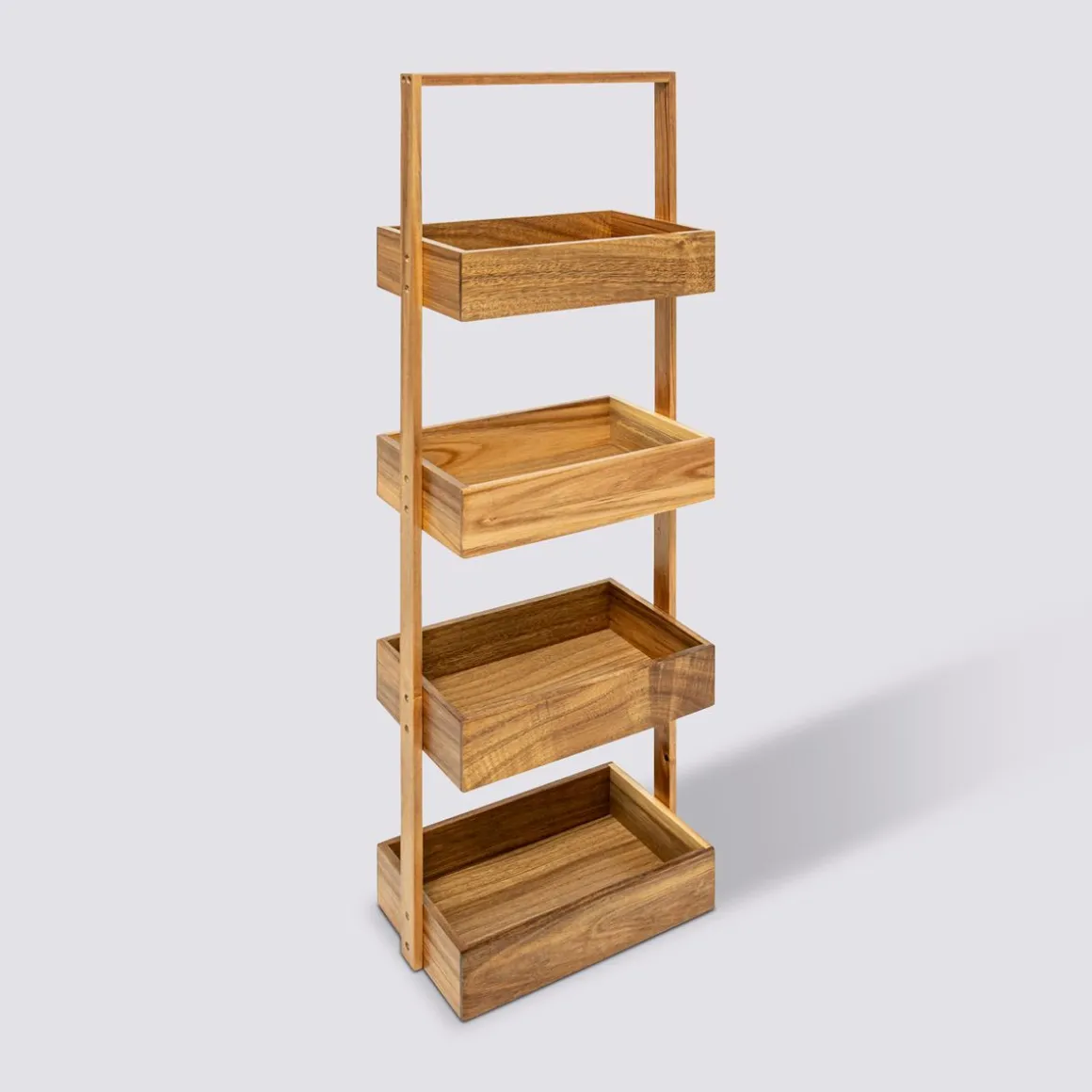 Étagère 4 niveaux 88x26cm, Acacia