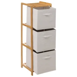 Étagère avec 3 paniers, Bambou