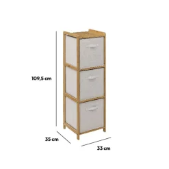 Étagère avec 3 paniers, Bambou