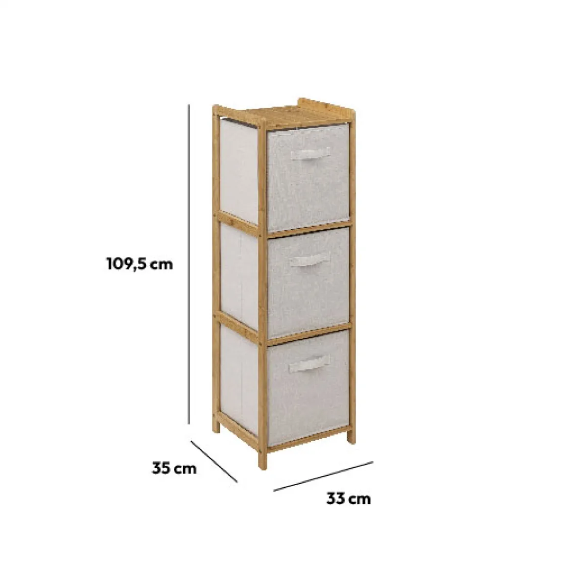 Étagère avec 3 paniers, Bambou