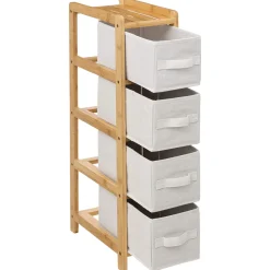 Étagère avec 4 paniers, Bambou