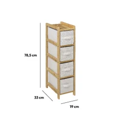 Étagère avec 4 paniers, Bambou