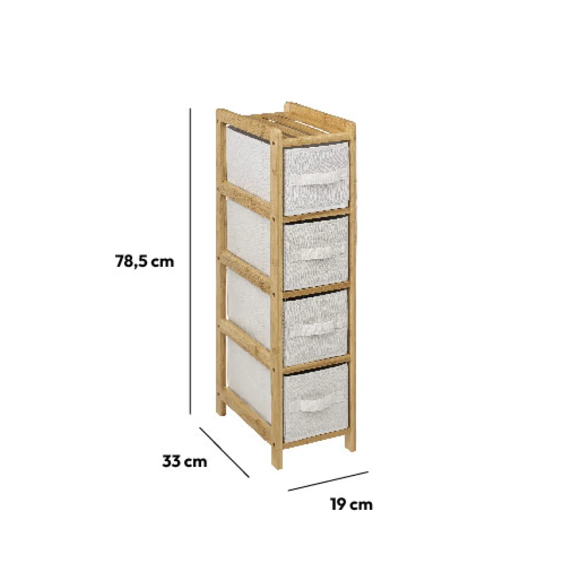 Étagère avec 4 paniers, Bambou
