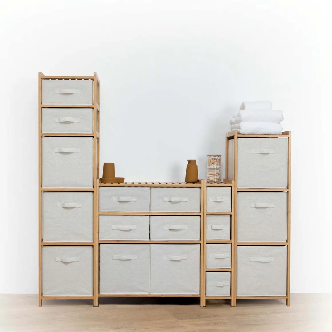 Étagère avec 5 paniers, Bambou