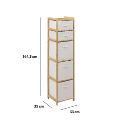 Étagère avec 5 paniers, Bambou