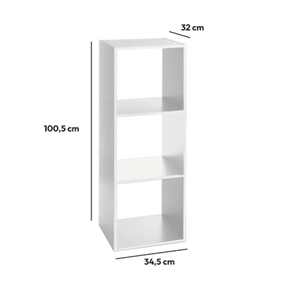 Étagère colonne 3 cases, Blanc