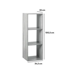 Étagère colonne 3 cases, Effet chêne gris