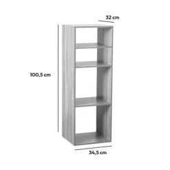 Étagère colonne 4 cases, Effet chêne gris