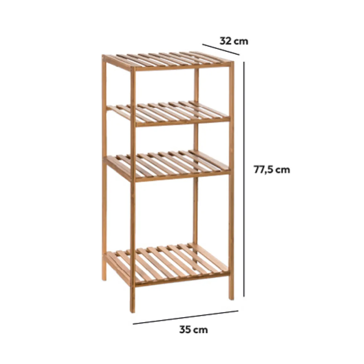 Étagère colonne 3 niveaux, Bambou
