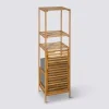 Étagère colonne avec panier à linge, Bambou