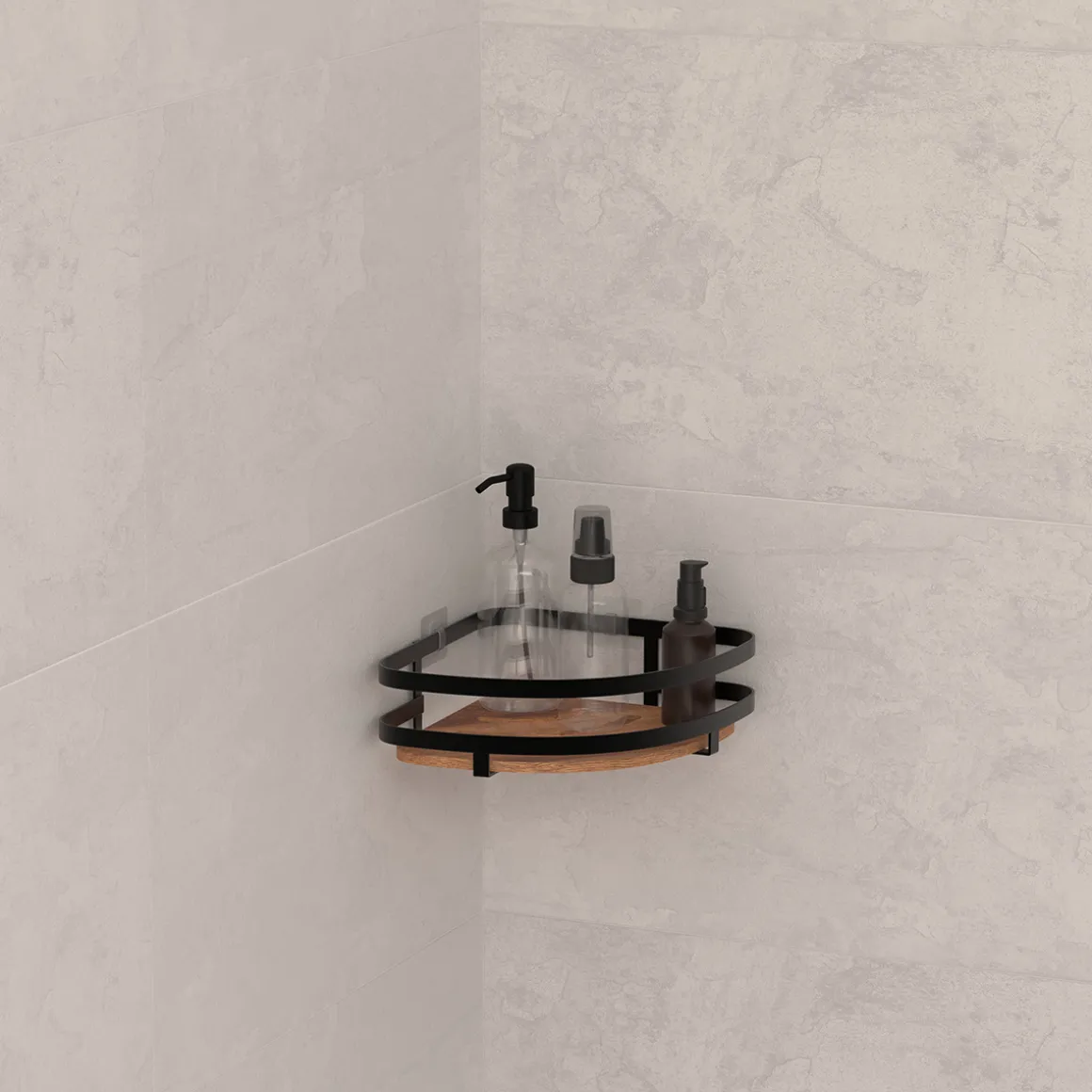 Étagère de douche d'angle, Acacia