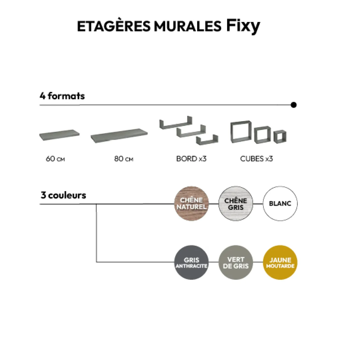 Étagère murale 58cm, Blanc