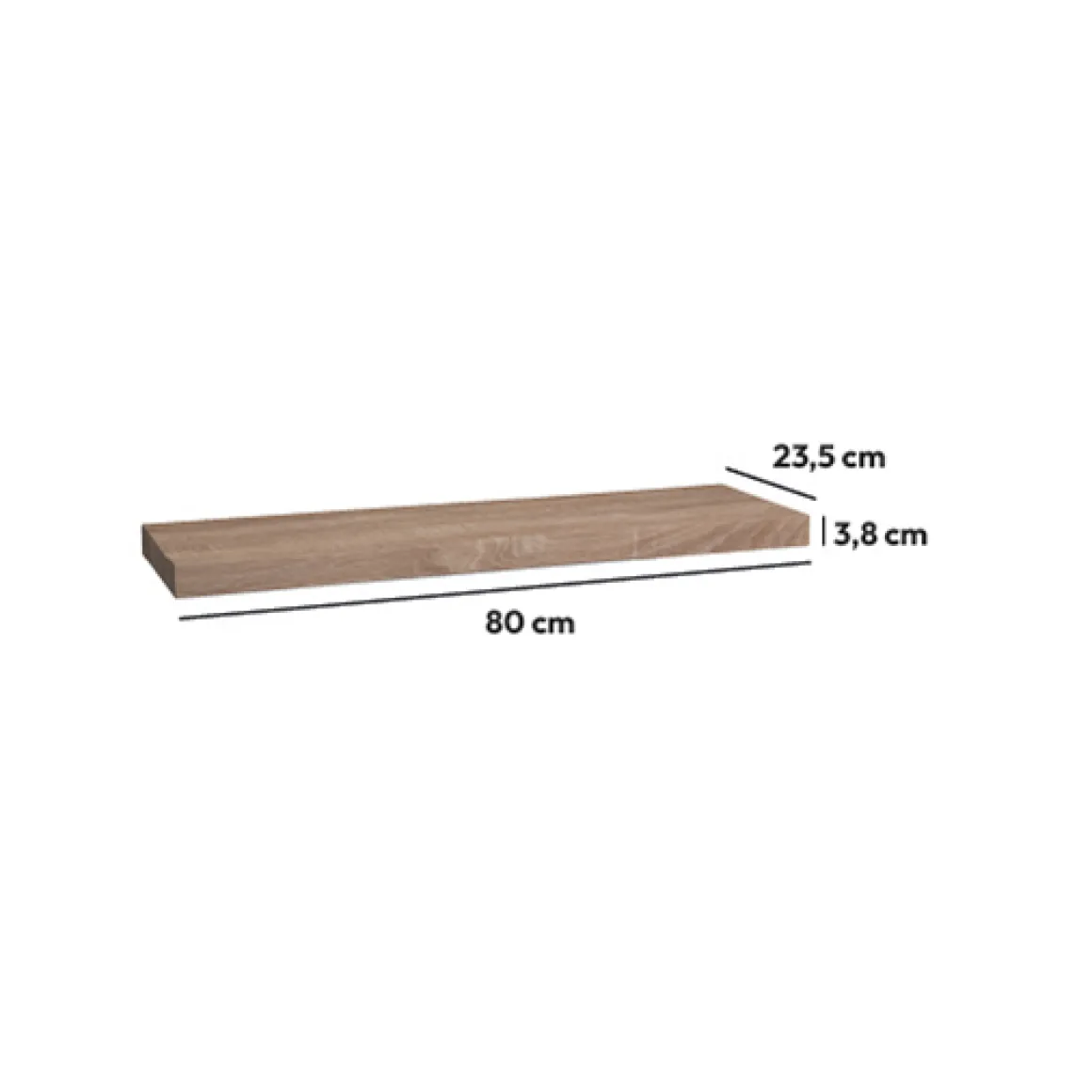 Étagère murale 80cm, Effet bois naturel