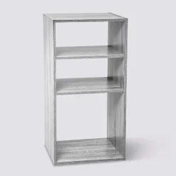 Étagères colonne 3 cases, Effet chêne gris