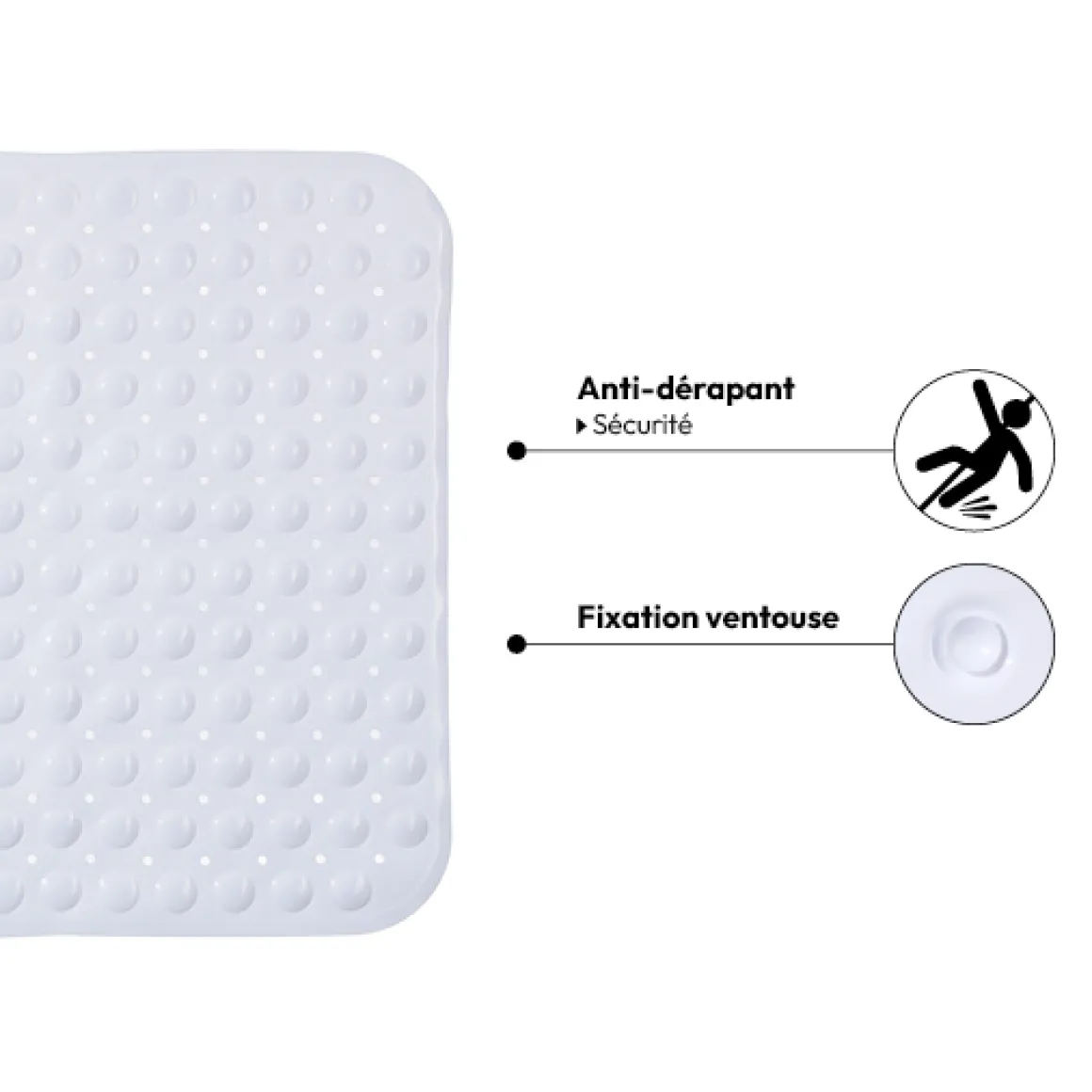 Tapis anti-dérapant 50x50cm, Blanc