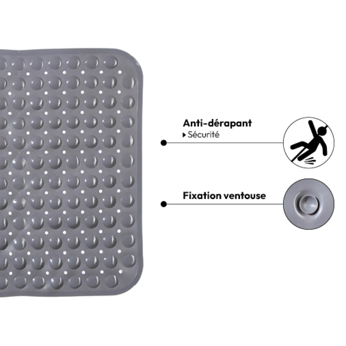 Tapis anti-dérapant 50x50cm, Gris
