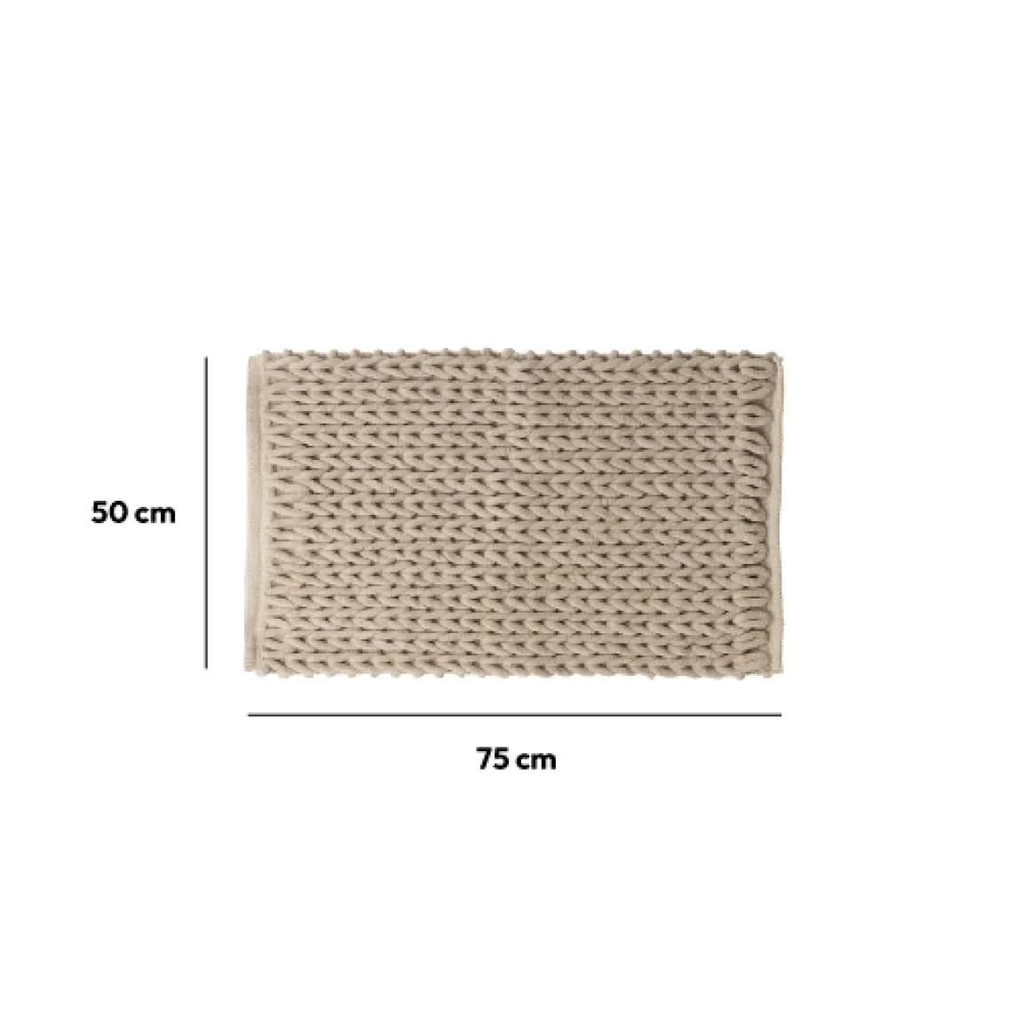 Tapis de bain 50x75 cm, Beige naturel