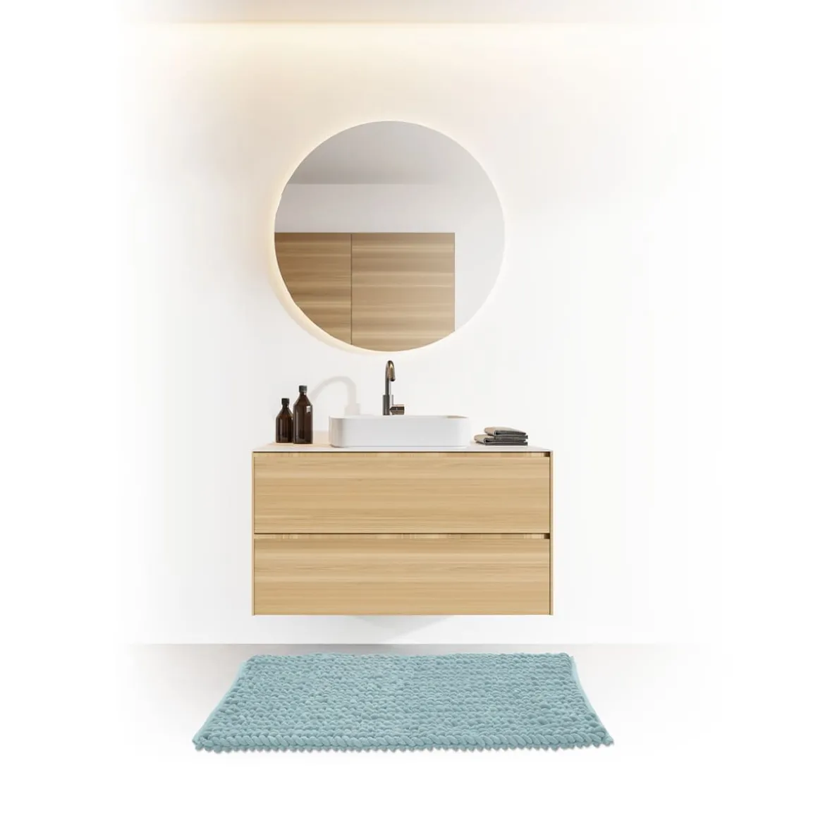Tapis de bain 50x75 cm, Bleu artic