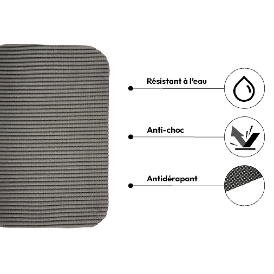 Tapis de vaisselle microfibre 32x44,5cm, Gris