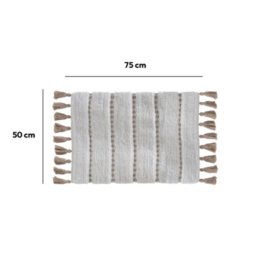 Tapis 50x75 cm, Blanc, Taupe