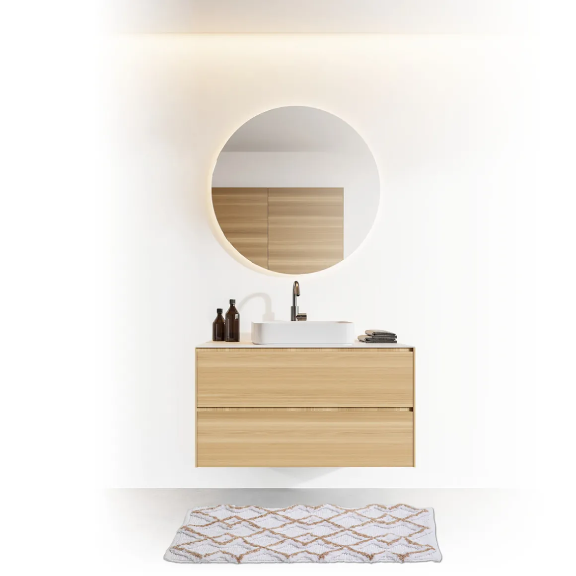 Tapis 50x75 cm, Blanc, Taupe