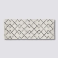 Tapis 120x50 cm, Gris, Blanc