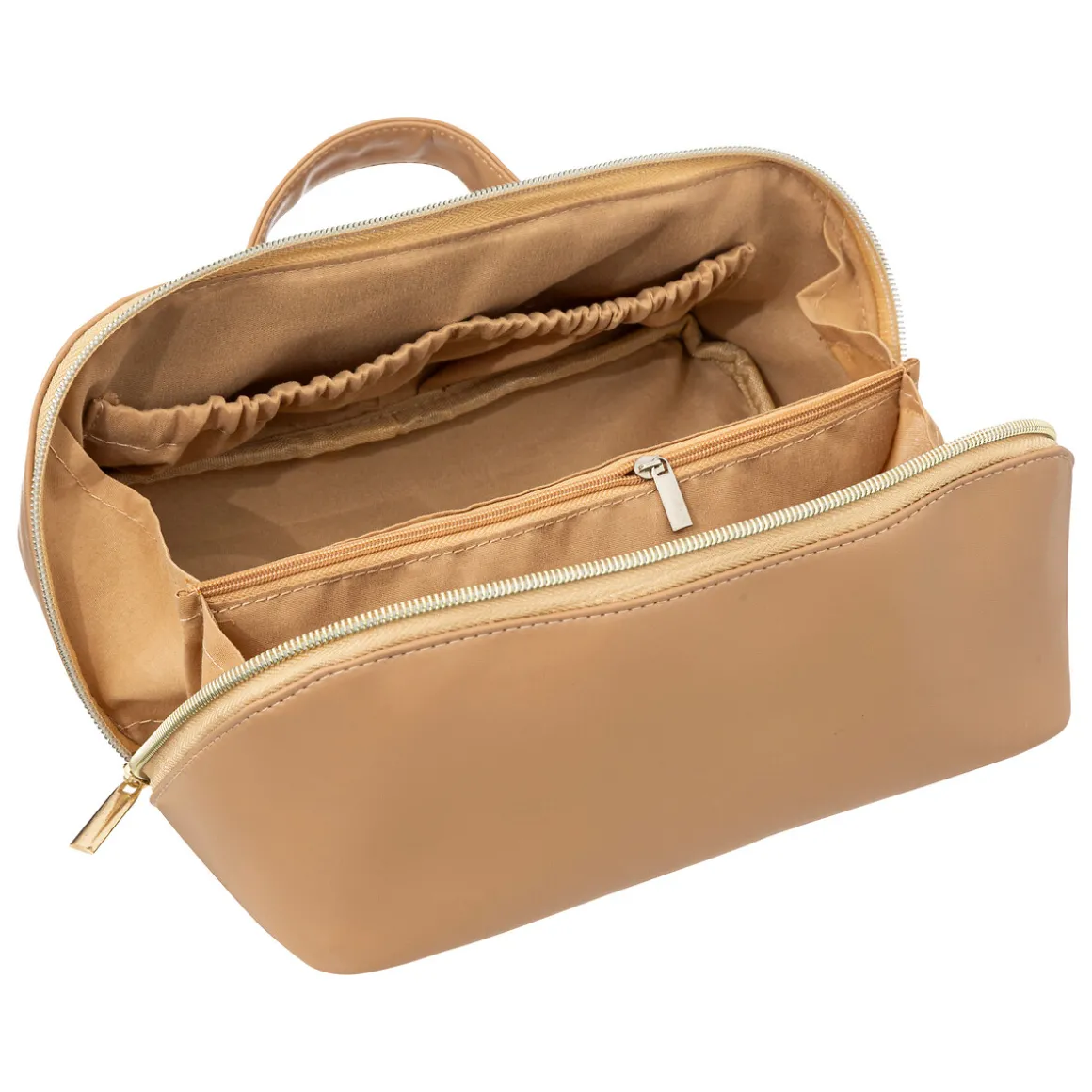 Trousse de toilette effet cuir, Beige