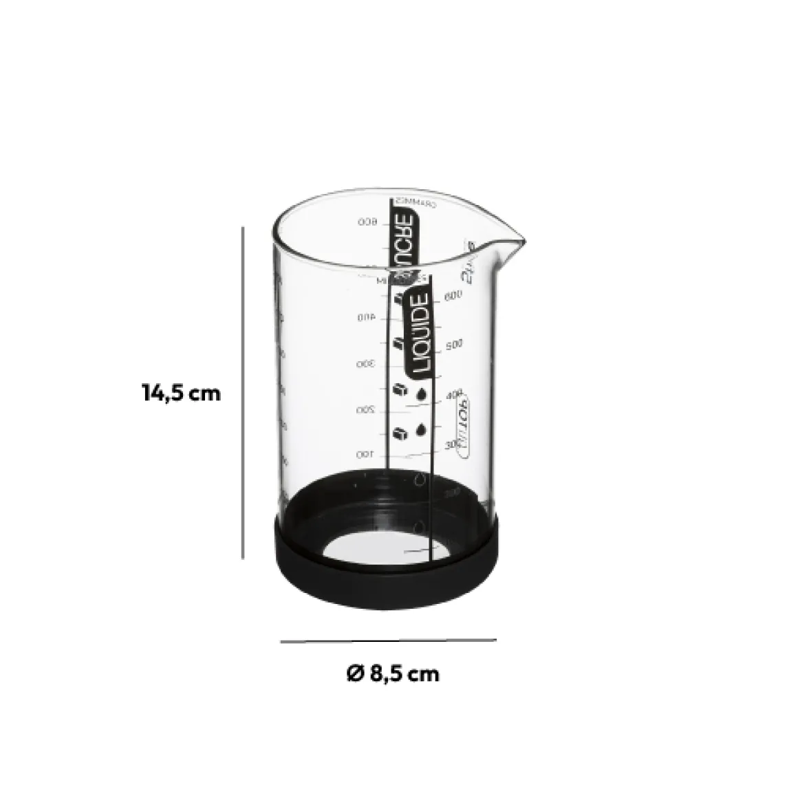 Verre doseur 0,6L - Noir, rouge