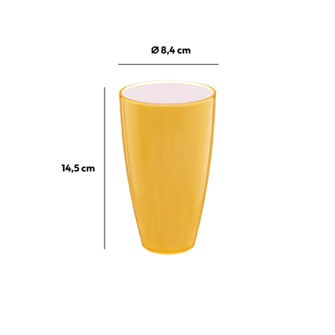 Verre 500ml, Jaune moutarde