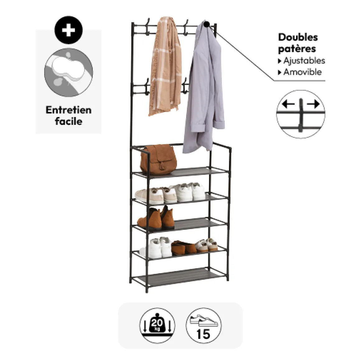 Vestiaire penderie 5 étagères, Acier