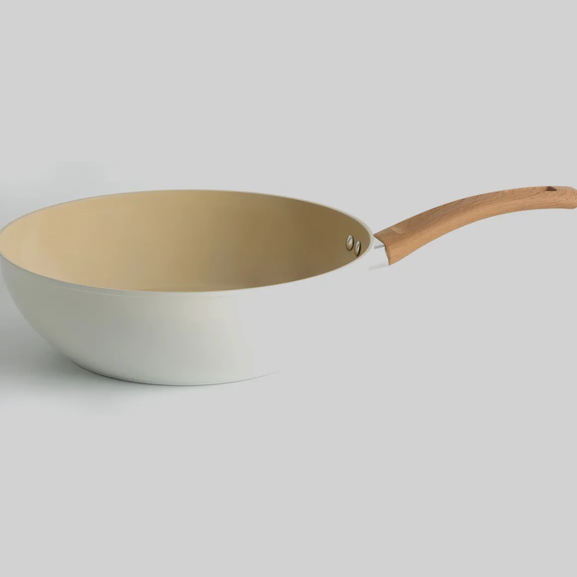 Wok aluminium forgé beige, 28cm