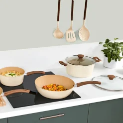 Wok aluminium forgé beige, 28cm