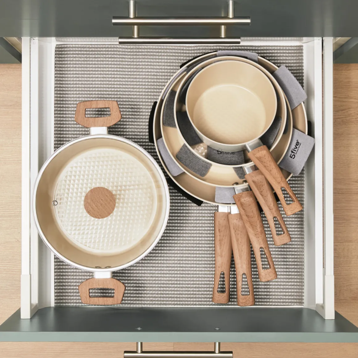 Wok aluminium forgé beige, 28cm