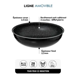 Wok aluminium pressé, 28 cm
